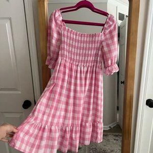Pink Gingham Smocked Dress